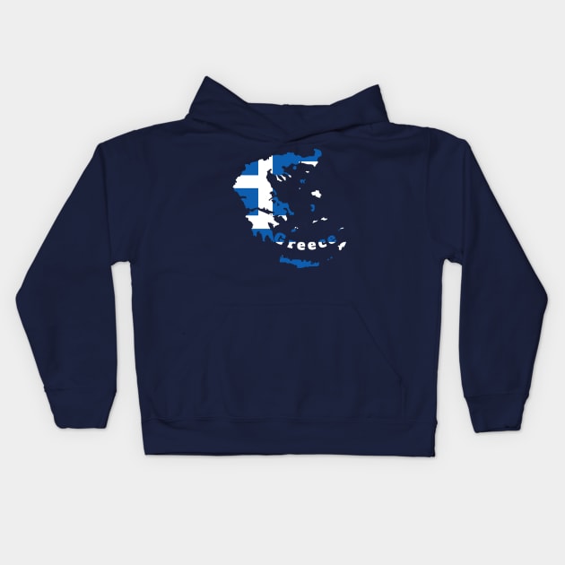 Greece flag map, Greek Kids Hoodie by maro_00